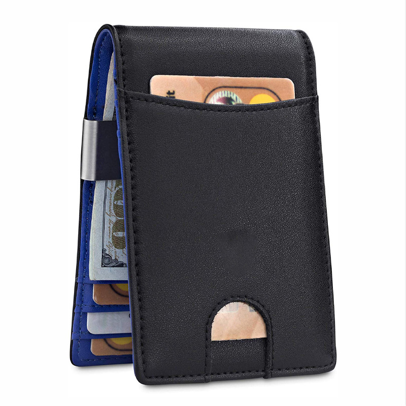 Plain weave - black with blue (100% genuine leather)