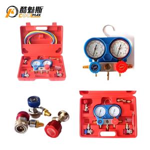Hvac冷媒充電テストツールケースフッ素充填ツールキットR410a R22 R134a R404a 1.5M充電ホース付き