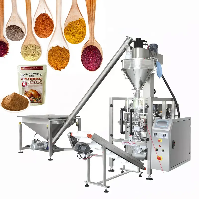 Máquina empacadora de polvo de especias secas completamente automática Máquina empacadora de bolsas de polvo de condimentos de chile picante Máquina empacadora de bolsas de harina de leche de panadería