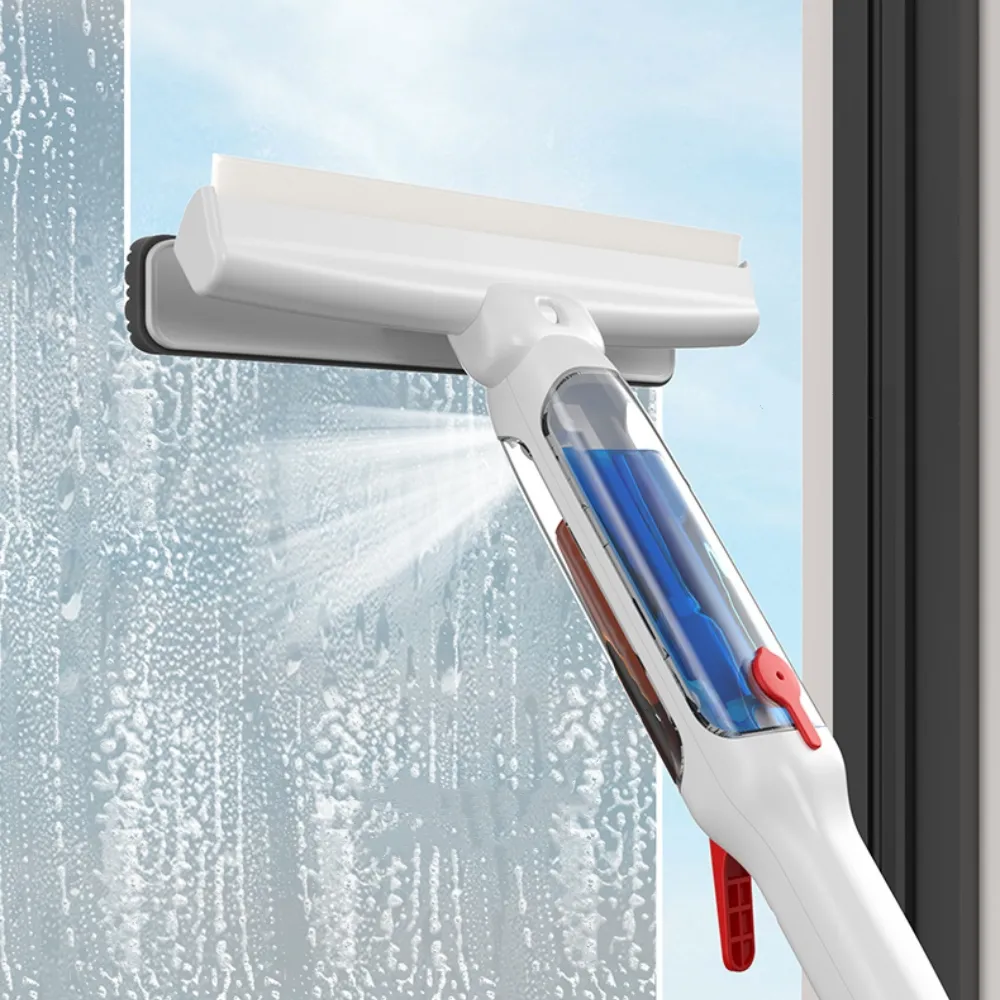 Long manche Double usage Spray fenêtre raclette microfibre caoutchouc verre Spray fenêtre essuie-glace raclette