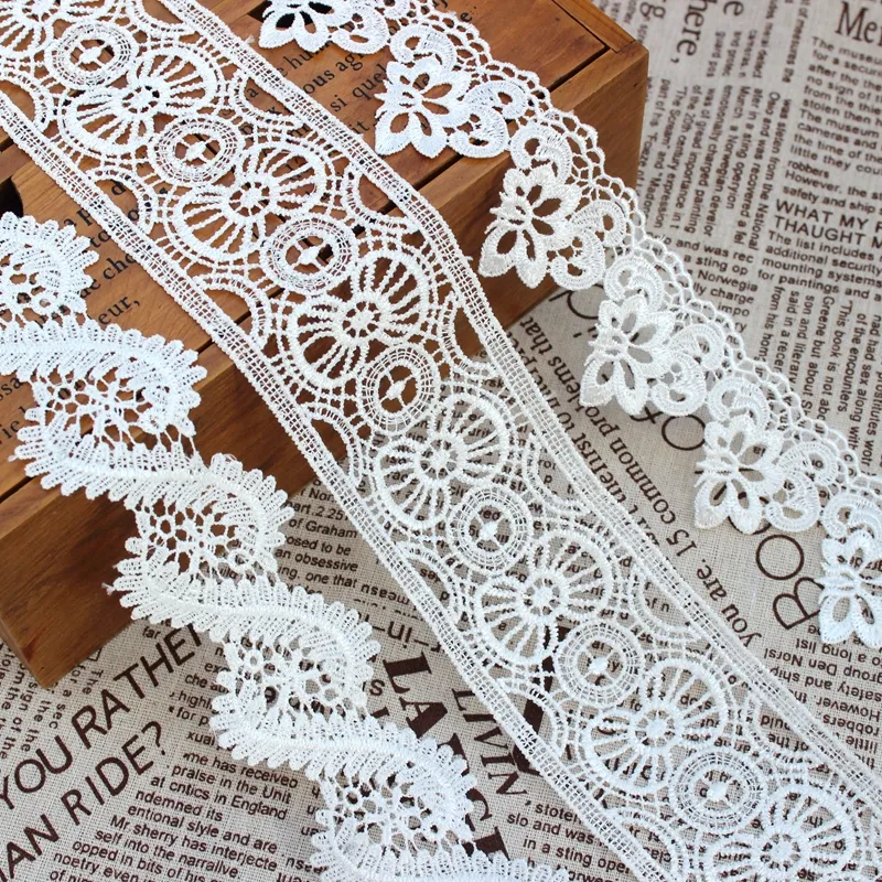 Zeal High Quality Vintage Polyester Fabric Embroidered Lace Trim for Wedding Dress Sewing with Border Pattern Decoration