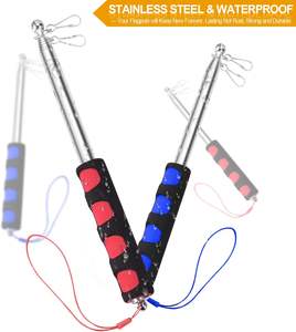 Mâts de drapeau de poche télescopiques de 5 pieds avec clips en acier inoxydable poteau de bannière télescopique guide touristique poteau de drapeau bâton de pointeur d'enseignement - Product Image 6