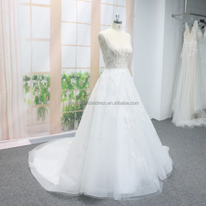 Mới đến hiện đại Công Chúa Váy cưới với ren mô hình và đầy đủ đính cườm bóng áo choàng Train chapel Train phong cách - Product Image 6