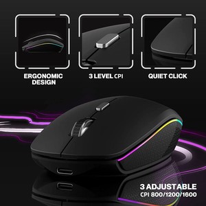Multi-dispositivo 2,4G USB recargable inalámbrico teclado y ratón conjunto retroiluminado inalámbrico teclado y ratón peine para PC portátil - Product Image 4