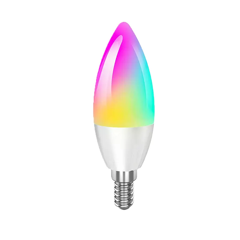Lampadina intelligente 4.5W 120V 80CRI 350lm 6500k APP e controllo vocale candelabri intelligenti lampadina a LED dimmerabile RGBCW multicolore