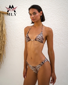 MLY leopar baskı Halter üçgen Bikini <span class=keywords><strong>mayo</strong></span> kadınlar seksi kravat yan tanga <span class=keywords><strong>mayo</strong></span> - Product Image 2