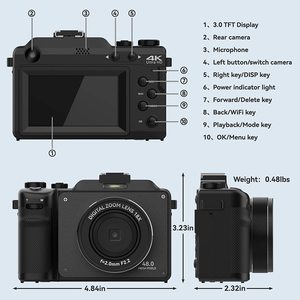 กล้องดิจิตอล48MP สำหรับถ่ายภาพกล้อง4K พร้อมกล้องหน้าและหลังเลนส์คู่หน้าจอดิจิตอลขนาด3.0นิ้ว18X ซูม - Product Image 4