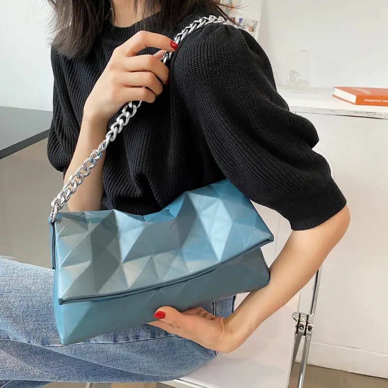 Bolso de mano de diseñador para mujer, bolsa de mano de diseño geométrico irregular, a la moda, 2021