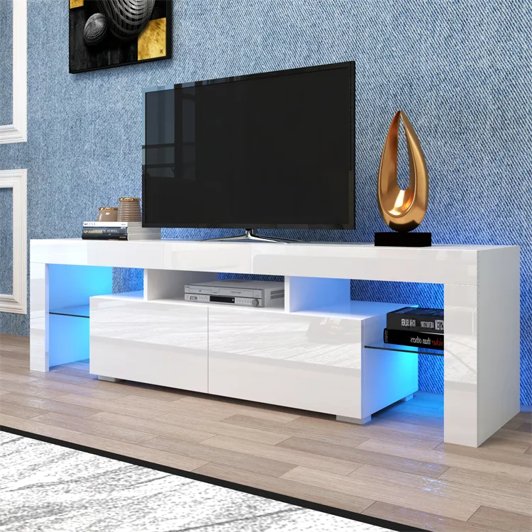 Soporte giratorio de madera para Tv, moderno mueble clásico en forma de L de hierro dorado para sala de estar y sala de estar