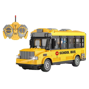 Child 1:30 Scale Yellow <strong>Rc</strong> <strong>Model</strong> School Buses Plastic Lighting Vehicle 27Mhz 4-channel Remote Control School Bus Toys for Kids