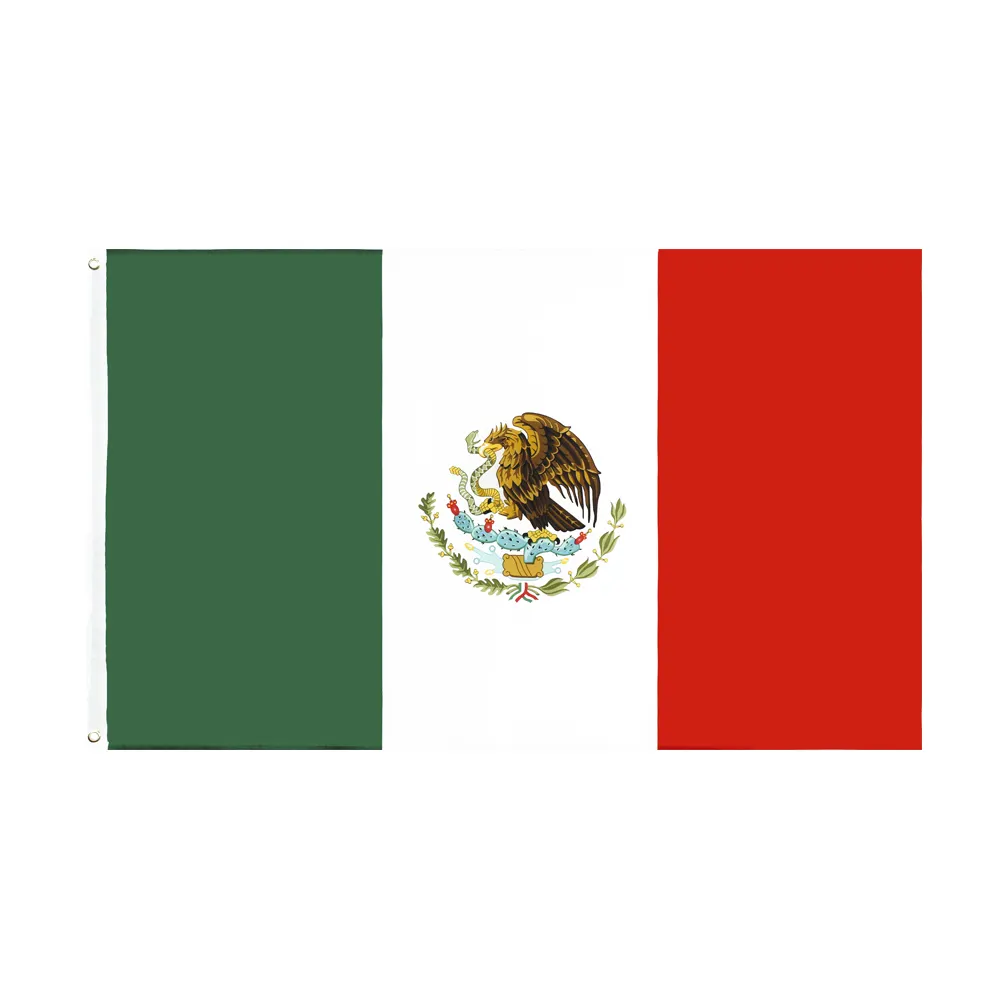 Pronto para enviar 100% Poliéster 3x5ft Estoque Verde Branco Vermelho MX México Bandeira