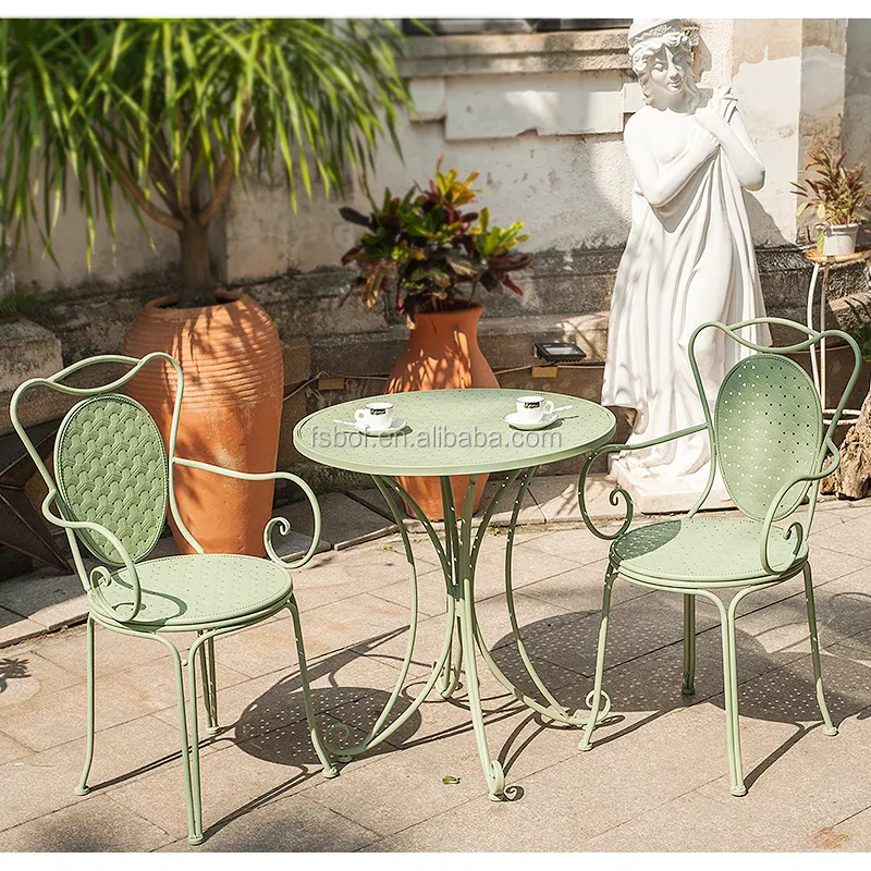 Французский уличный стол и стул в стиле ретро, старая кофейня, садовый уличный двор, железный маленький круглый стол с стулом