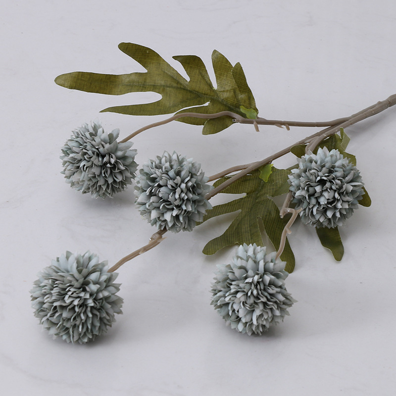 5 small ball chrysanthemums - autumn blue