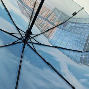 定制设计带标志印花紧凑型CityWalk City全自动防风小折叠背包雨伞