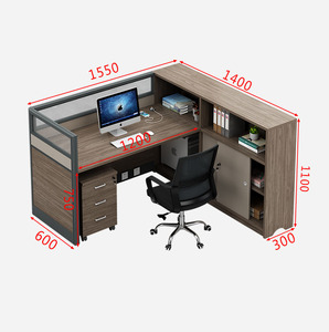 Estación de trabajo de partición de cubículo de oficina grande, 6 espacios, con partición de vidrio/estante, buena mesa de ordenador de oficina - Product Image 3