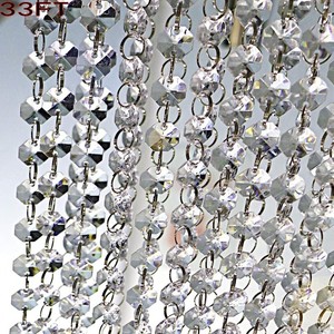 Cam kristal Garland iplikçikleri-asılı avize Gem boncuk zincir-14mm temizle sekizgen prizma elmas dize süslemeleri - Product Image 4