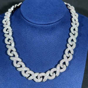 תכשיטי היפ הופ 13 מ "מ רוחב moissanite שרשרת קישור לקובה לגברים ונשים 925 כסף סטרלינג שרשרת הקובייה