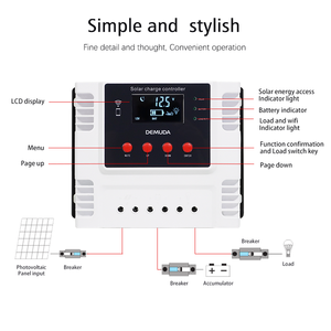 DEMUDA regolatore completamente automatico 10a 20a 30a 40a 50a 60a sistema di alimentazione del pannello solare PWM regolatore di carica solare 12V 24V 48V auto - Product Image 6