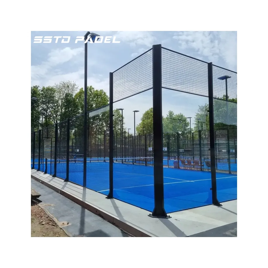 100% panas dip galvanis tiang baja klasik padel lapangan tenis 10 + tahun jaminan kualitas logo disesuaikan lapangan padel