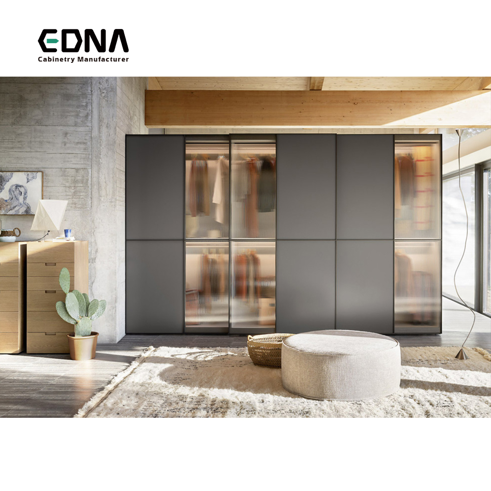 EDNA Sliding Closet Wall Customized Bedroom Glass Door Modern Wardrobes Wooden Design