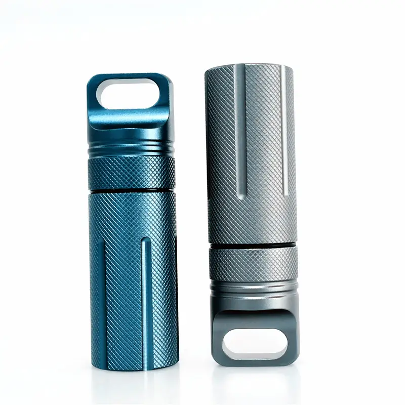 Kleine Waterdichte Afdichting Aluminium Pillendoosje Case Draagbare Dagelijkse Metal Pill Case Box Met Sleutelhanger Voor Outdoor Camping Reizen