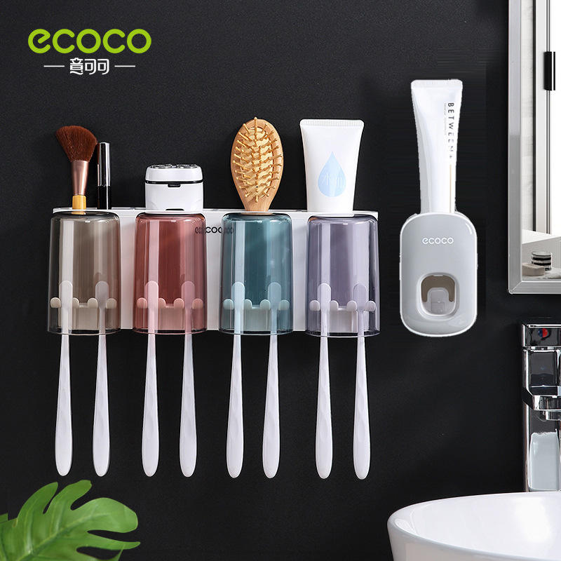 ที่กดยาสีฟันแบบ 4 ถ้วย สีเทาและขาว