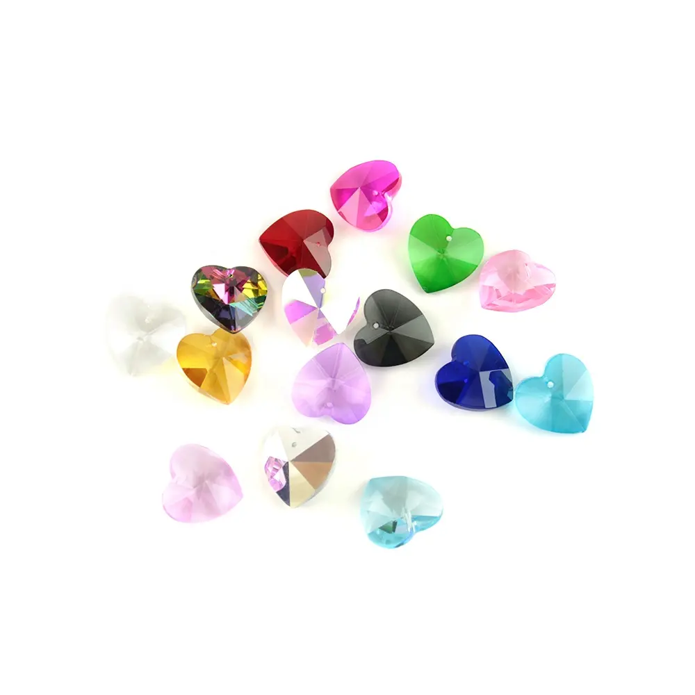 Honor of crystal Best seller Multi Size Crystal Heart Beads lampadario in vetro colorato parti perline squisite perline di cristallo per la marcatura di gioielli