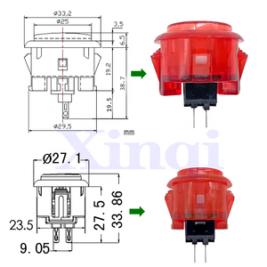 Transparente Sin luz Arcade 30mm Push Arcade Button Kit Copia SANWA para DIY Raspberry Pi MAME PC Pandora Game - Product Image 5