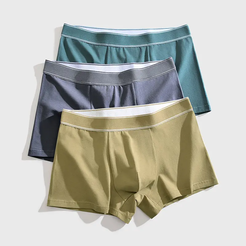 Custom logo printed wholesale boy men's underwear manufacturing pure cotton boxer briefs shorts for man