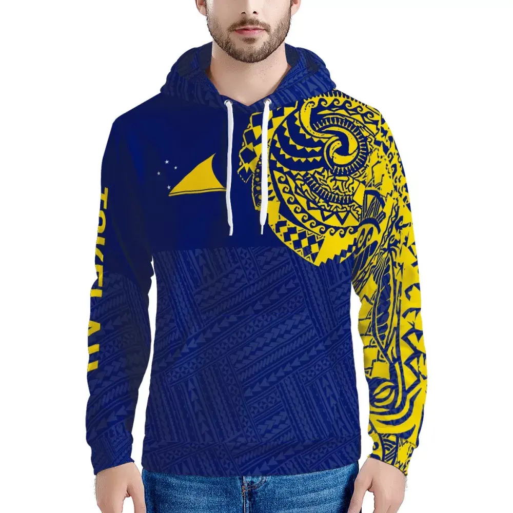 नई स्टाइलिश पुरुषों की Hoodies कस्टम नीले पोलेनीशियाई Tokelau आदिवासी डिजाइनर स्वेटर लड़का आरामदायक Oversized Hoodies स्वेटर