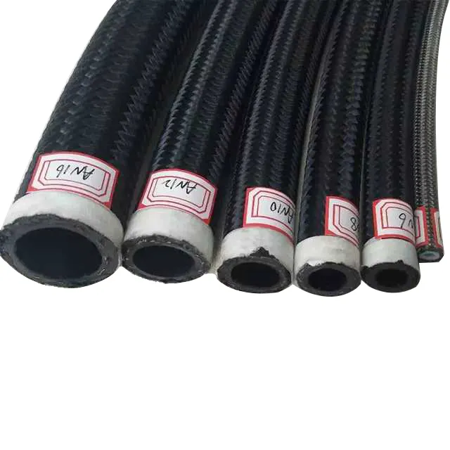 AN6,AN8,AN10 tubo nero di nylon della copertura in acciaio inox intrecciato cpe nbr gomma carburante tubo radiatore olio