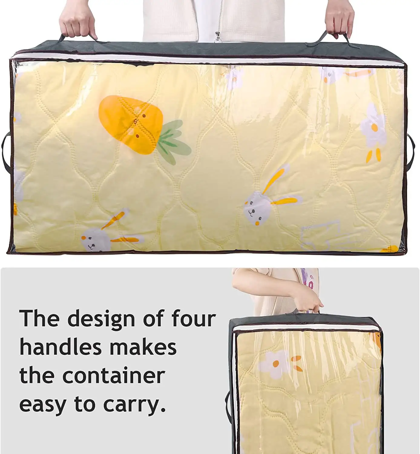 अंडर बेड स्टोरेज बैग कपड़े स्टोरेज बैग पोर्टेबल बिस्तर भंडारण कार्ड बोर्ड के साथ प्रबलित