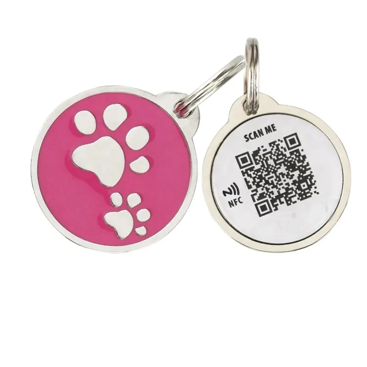 NFC QR Code URL Pet ID Collar Tags ID Number Pet Tag Rfid Pet ID Tag