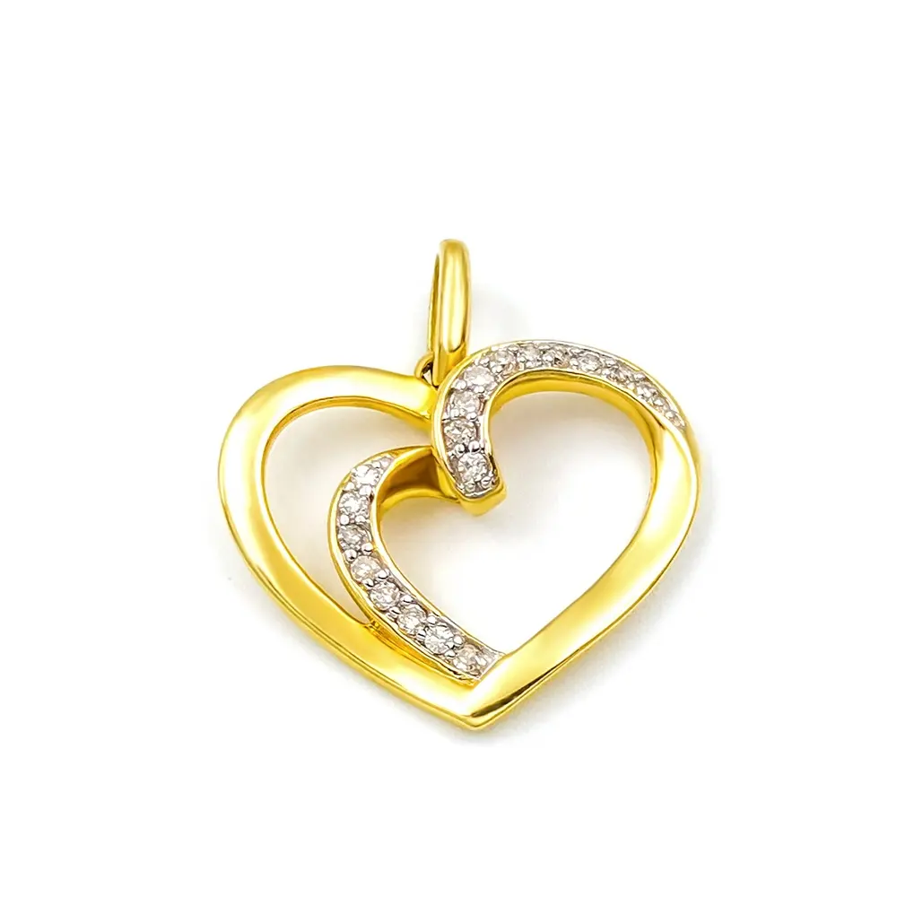 공장 저렴한 가격 리얼 골드 쥬얼리 10K 14K 18k 솔리드 골드 펜던트 다이아몬드 멋진 하트 디자인 매력 목걸이 여성용