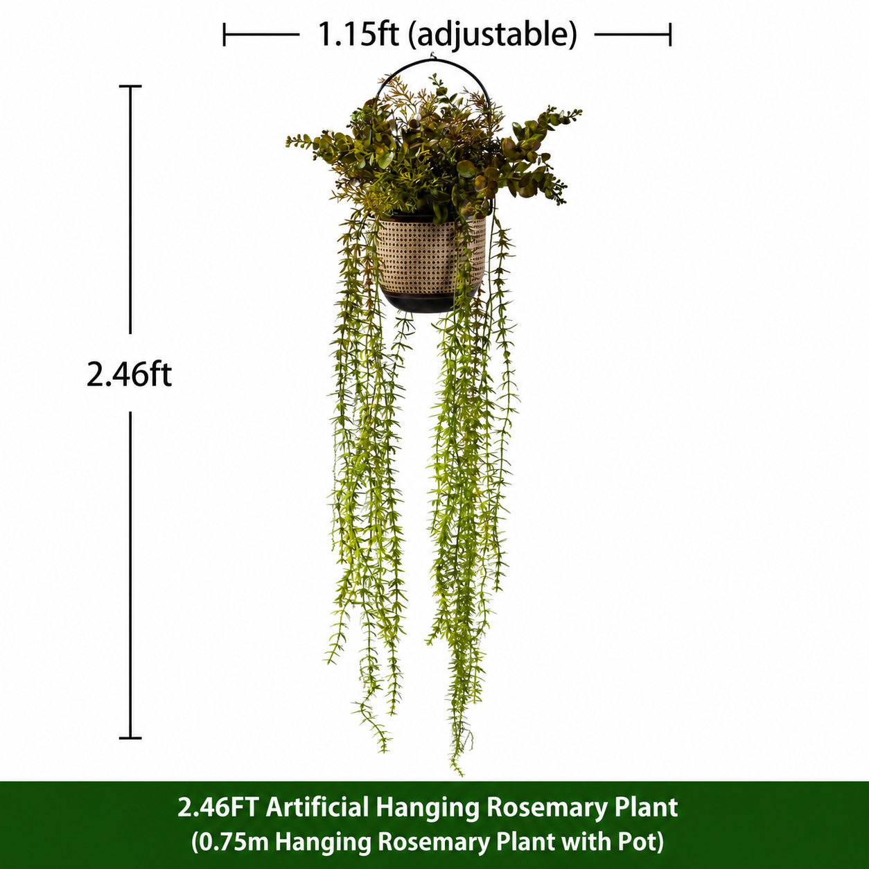 2.46FT Artificial Fern Hanging Plant