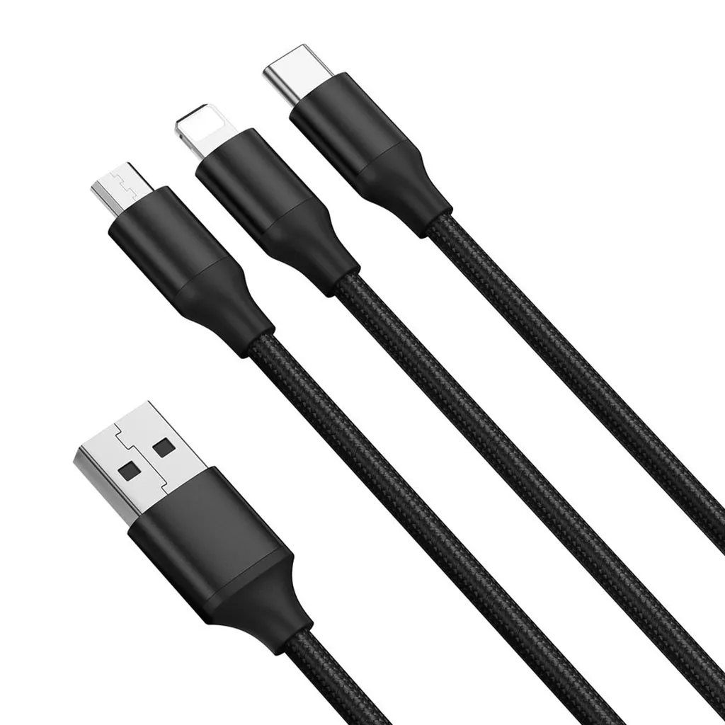 工場卸売3In1Usbケーブルナイロン編組コードUSBケーブル3in1高速充電Usb CケーブルiPhoneAndroid携帯電話用