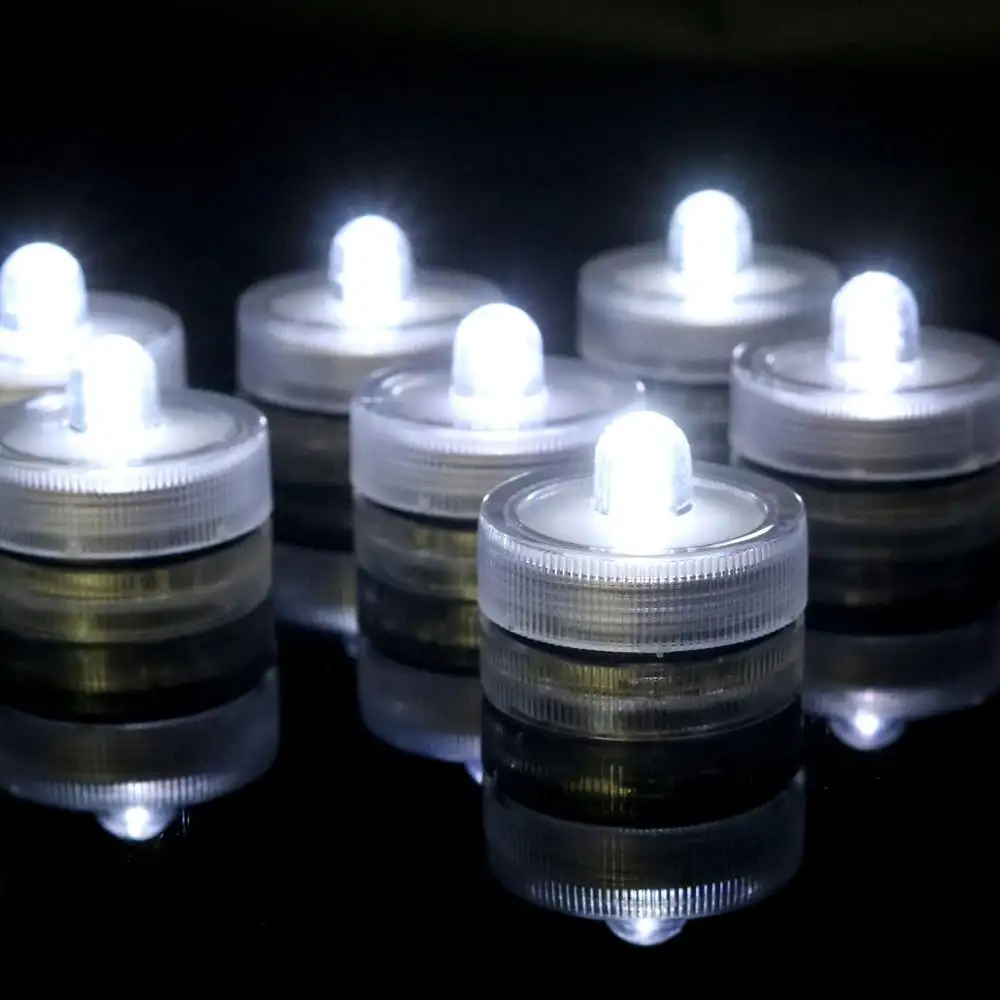 Battery Operated Submersible Candles Waterproof Mini LED Tea Light with Single Bright LED for Flower Vases