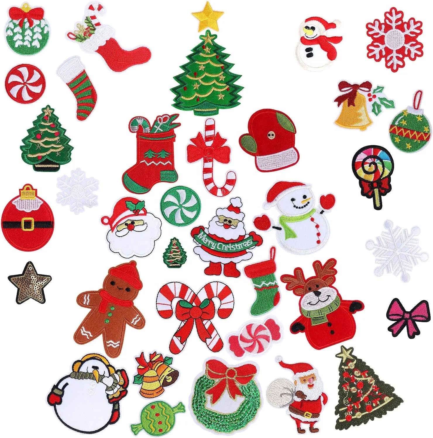 Venta caliente al por mayor de Navidad parche de hierro en bordado personalizado Santa parche insignias para ropa niños