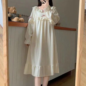 2024かわいいロングパジャマセットナイトドレス安いパジャマピヤマバジュティダーホームウェア女性ナイティ新しい女性のパジャマ - Product Image 3