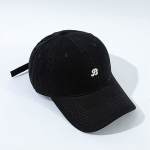 B Logo harf desen yıkanmış pamuk yapılandırılmamış 6 panelli spor beyzbol şapkası stokta yapılandırılmamış kapak - Product Image 6