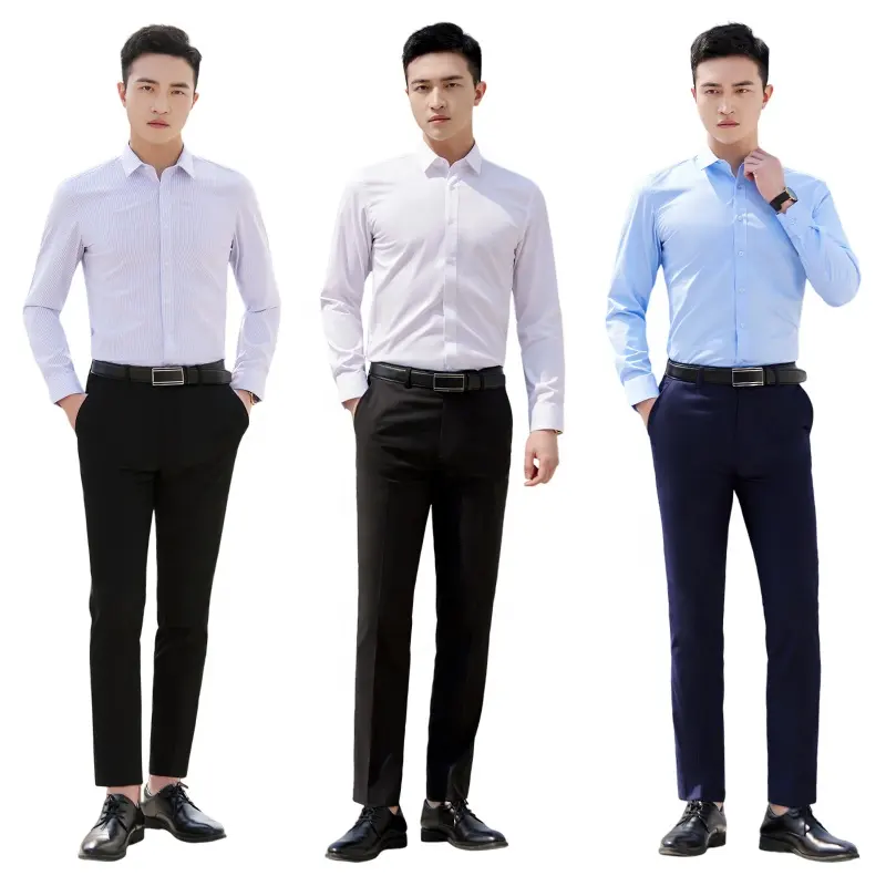 2023 Atacado Mais Recente Design De Manga Longa Camisa De Vestido Formal Personalizado Slim Fit Camisa Casual para Homens