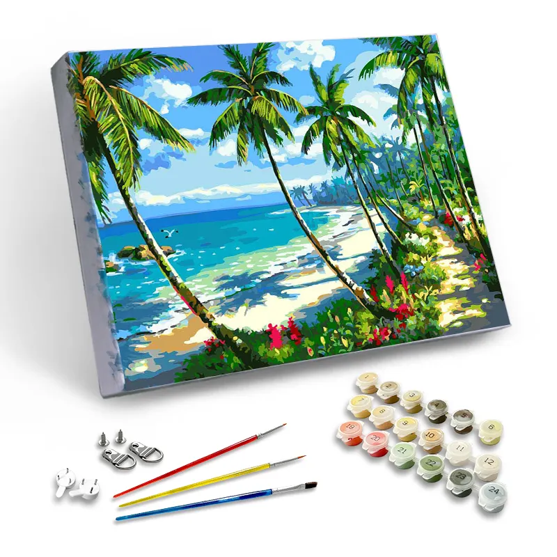 DEYI-pintura al óleo personalizada de paisaje con vista al mar, Kits de pintura por números, lienzo de arte de pared de paisaje