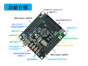 Módulo de placa de desarrollo STM32F103RCT6, placa base de sistema integrado STM32 ARM estándar, placa de aprendizaje, descarga en serie de una tecla