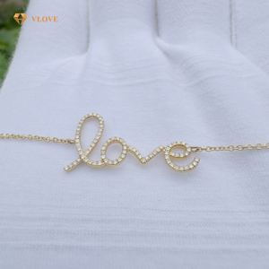 VLOVE altın takı toptan elmas bilezik takı 0.20CT elmas aşk bilezik