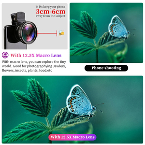 高品質2in1電話レンズキット0.45x超広角および12.5xマイクロHDカメラレンズユニバーサルforiPhone for Huawei - Product Image 6