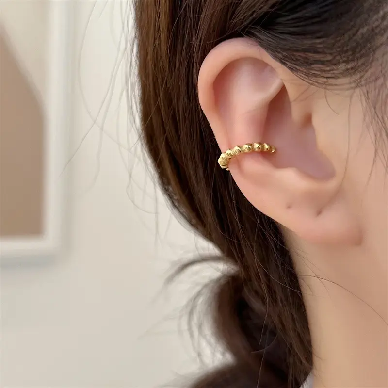 Wholesale Custom 18K Gold Plated Stainless Steel Beads No Pierce Ear Hole Clip On Earrings Non Hole Pierced Ear Jewelry