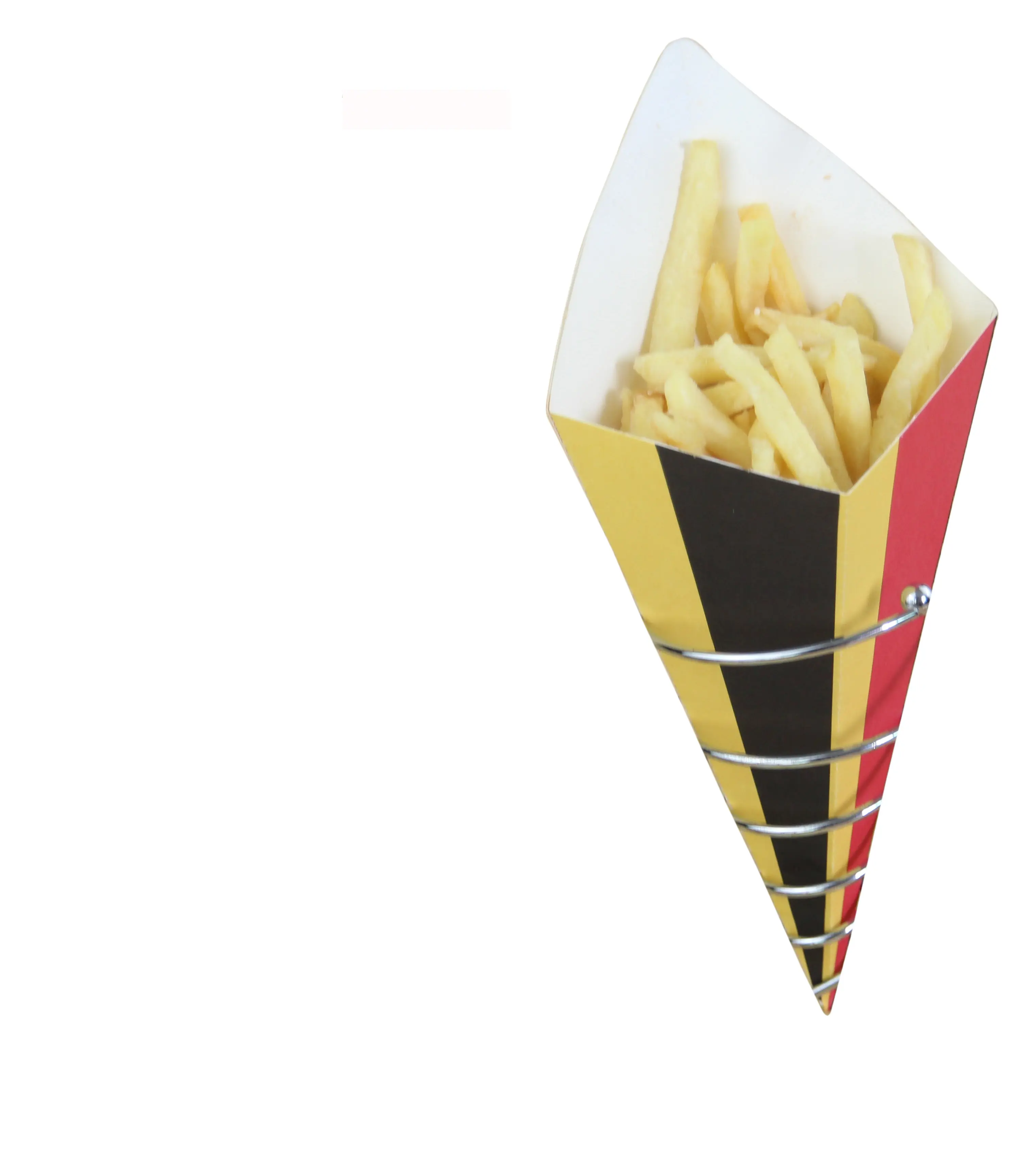 Cone de papel biodegradável personalizado, cone de papel com recipiente de molho para batatas fritas, cone de papel para batatas fritas francesas