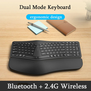 Teclado dividido ergonómico retroiluminado blanco Teclado inalámbrico 2,4G con reposamuñecas Teclado recargable para Windows/Mac - Product Image 2
