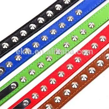 5 Colors 2.5cm Width PU Leather Pet Collar Round Spikes Studded Dog Collars for Small Medium Dogs XS/S/M/L