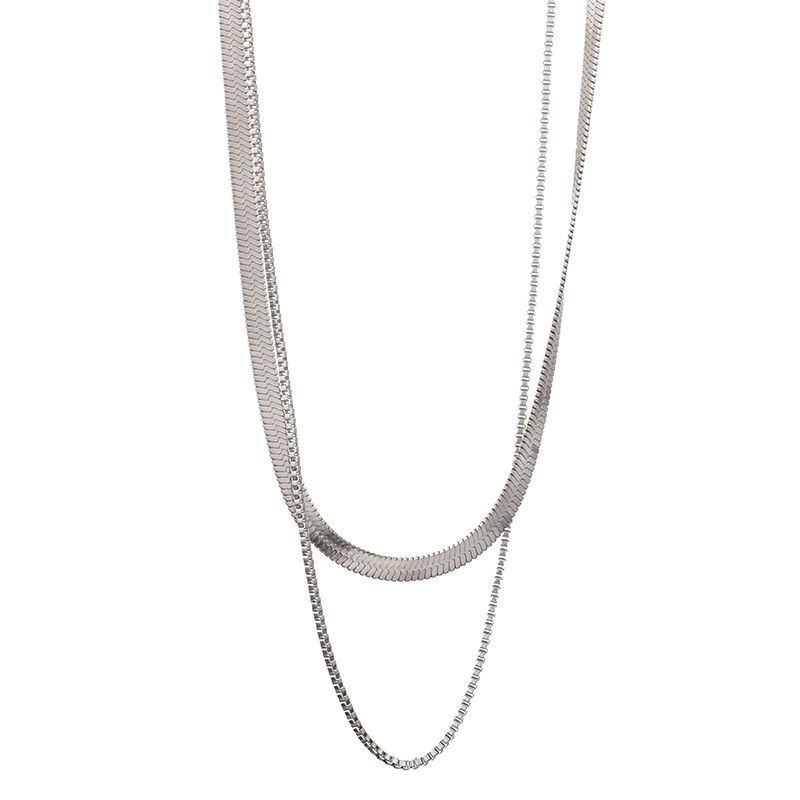 Collier lame + boîte couleur acier